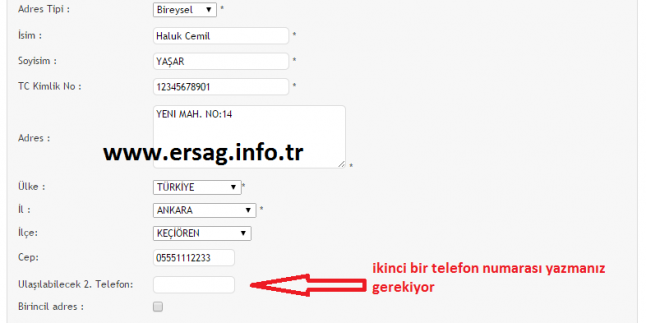 Ersağ Adres Güncelleme Yapmalısınız